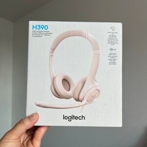 Logitech H390 Rose Pink USB Computer Wired Headset Noise-Canceling Soft Cozy
